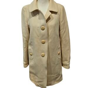 J crew Womens wool blend silky lined cream colored day coat small medium sz 6